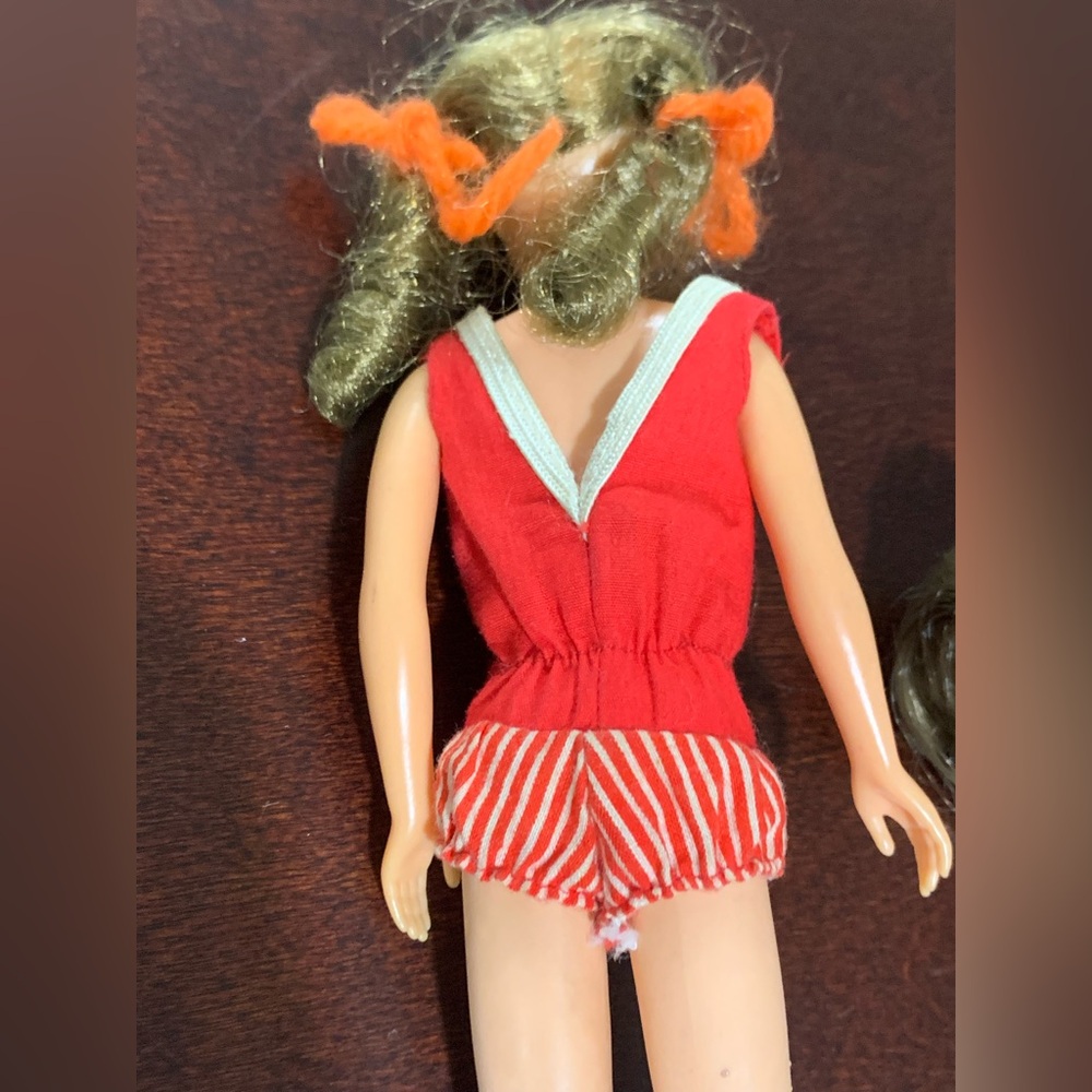 1963 Mattel Barbie Skipper Red Hair Straight Leg Doll Original Red Swim Suit - Picture 9 of 16
